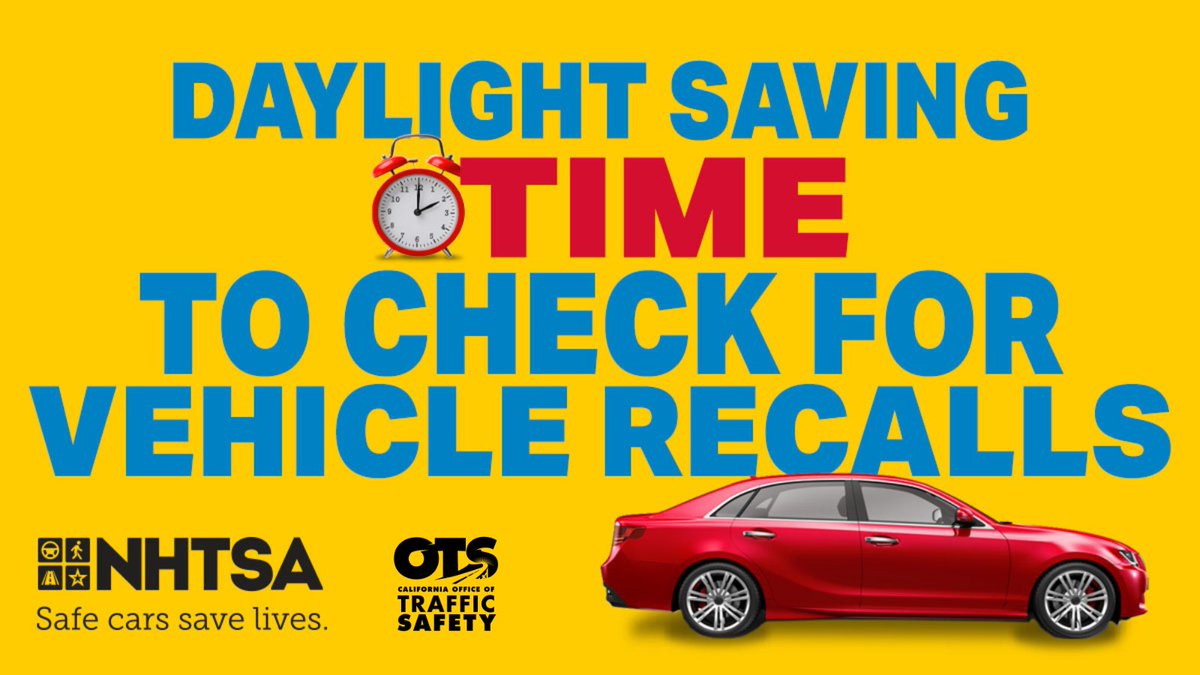 #DaylightSavingTime is March 12, which means it’s time to take care of a few safety essentials around the house. Turn the clocks ⏰ forward, check smoke alarms 🔥, and check your VIN for safety recalls 🚗. Visit NHTSA.gov/recalls #CheckForRecalls #DaylightSaving