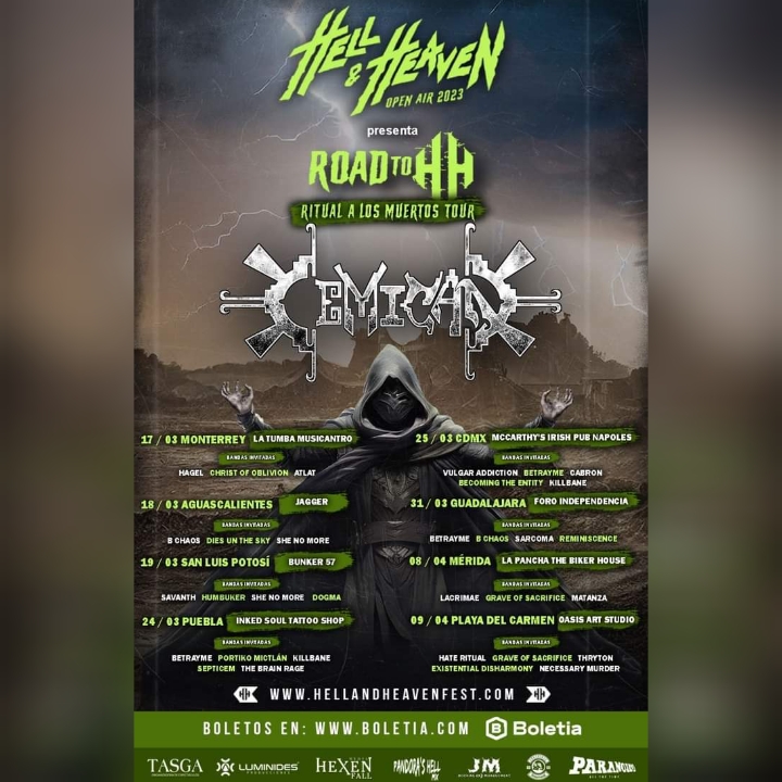 🤘🏽Hell And Heaven Fest Open Air 2023 presenta a <a href="/CEMICANband/">Cemican</a> con una gira llamada Ritual a los Muertos Tour.

Este tour tiene 8 fechas confirmadas, que contarán con la participación de grandes bandas de la escena nacional. 

#hagamosruido #pandorashellmx