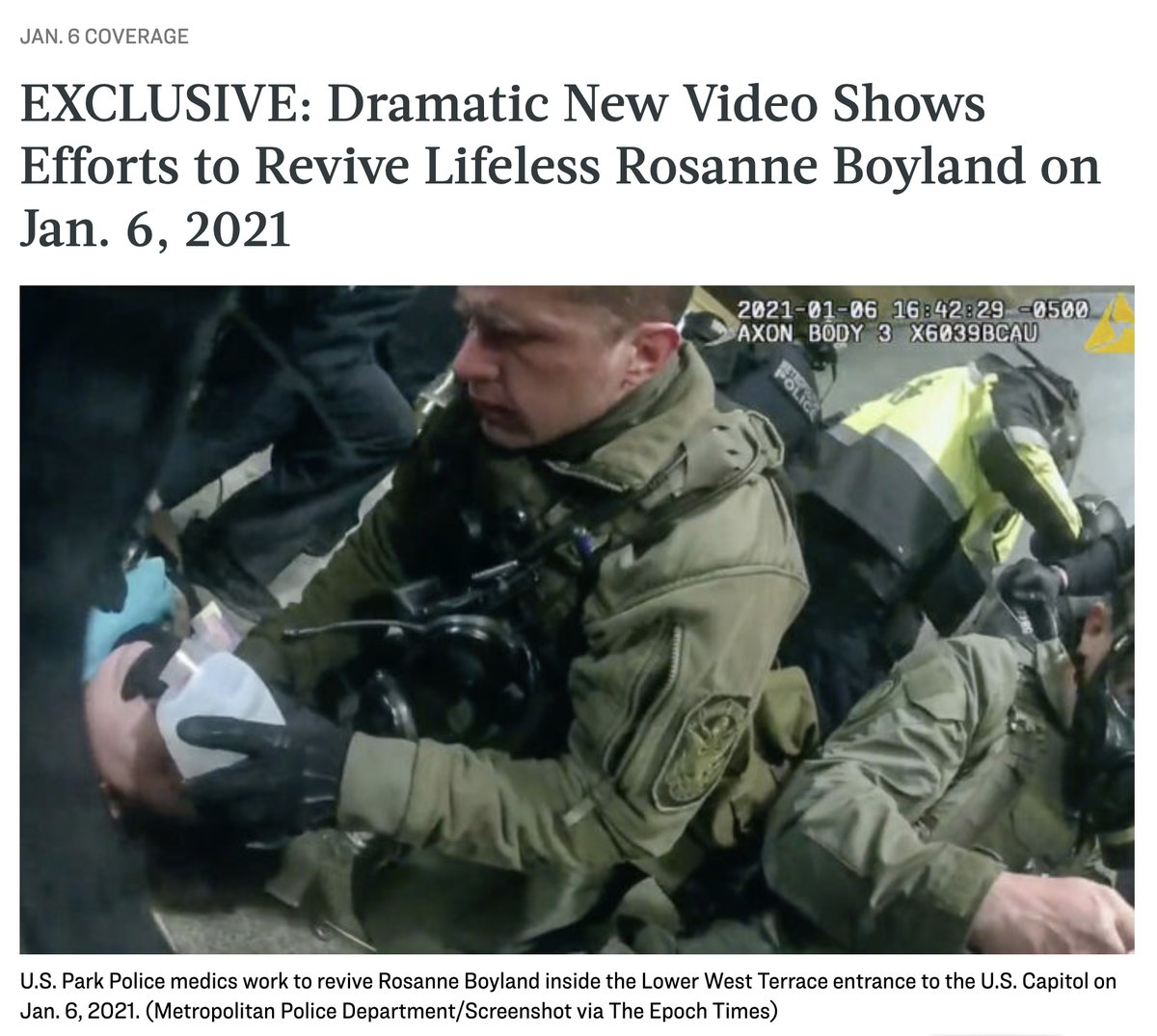 EXCLUSIVE: Dramatic New Video Shows Efforts to Revive Lifeless #RosanneBoyland on ##Jan6  theepochtimes.com/exclusive-dram…