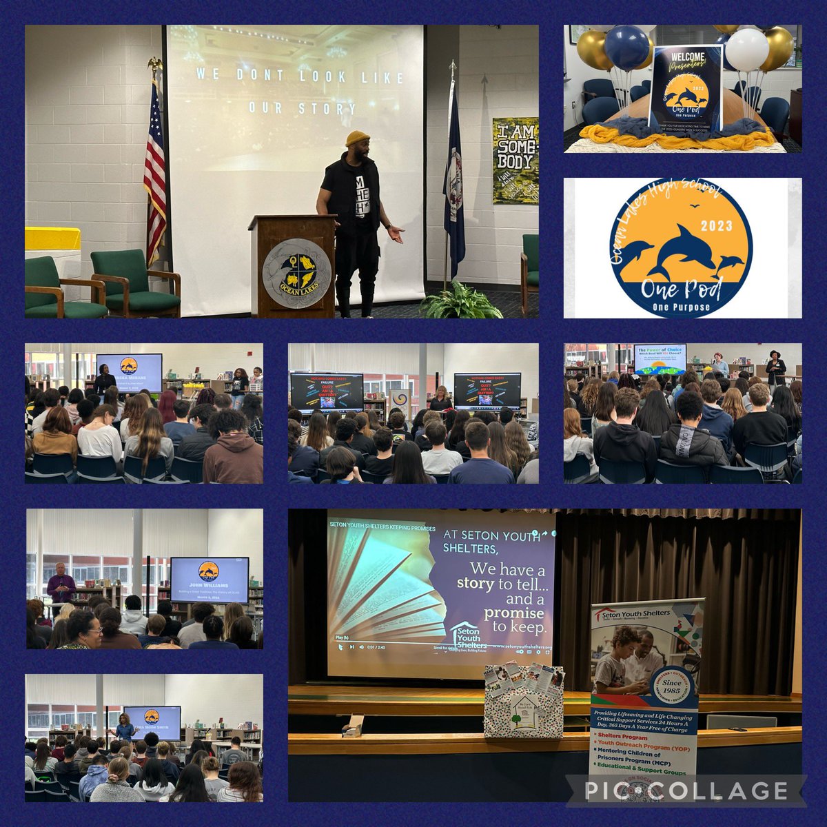 OceanLakesHS's tweet photo. In the blink of an eye, our Founders’ Week 2023 has come to an end. What a week!! Thank you to our session presenters, our students, our teachers, our staff, our administration, and our community. What an experience! WE are One Pod, One Purpose. #OLFounders23 #OnePod https://t.co/F9oRjTNaIP