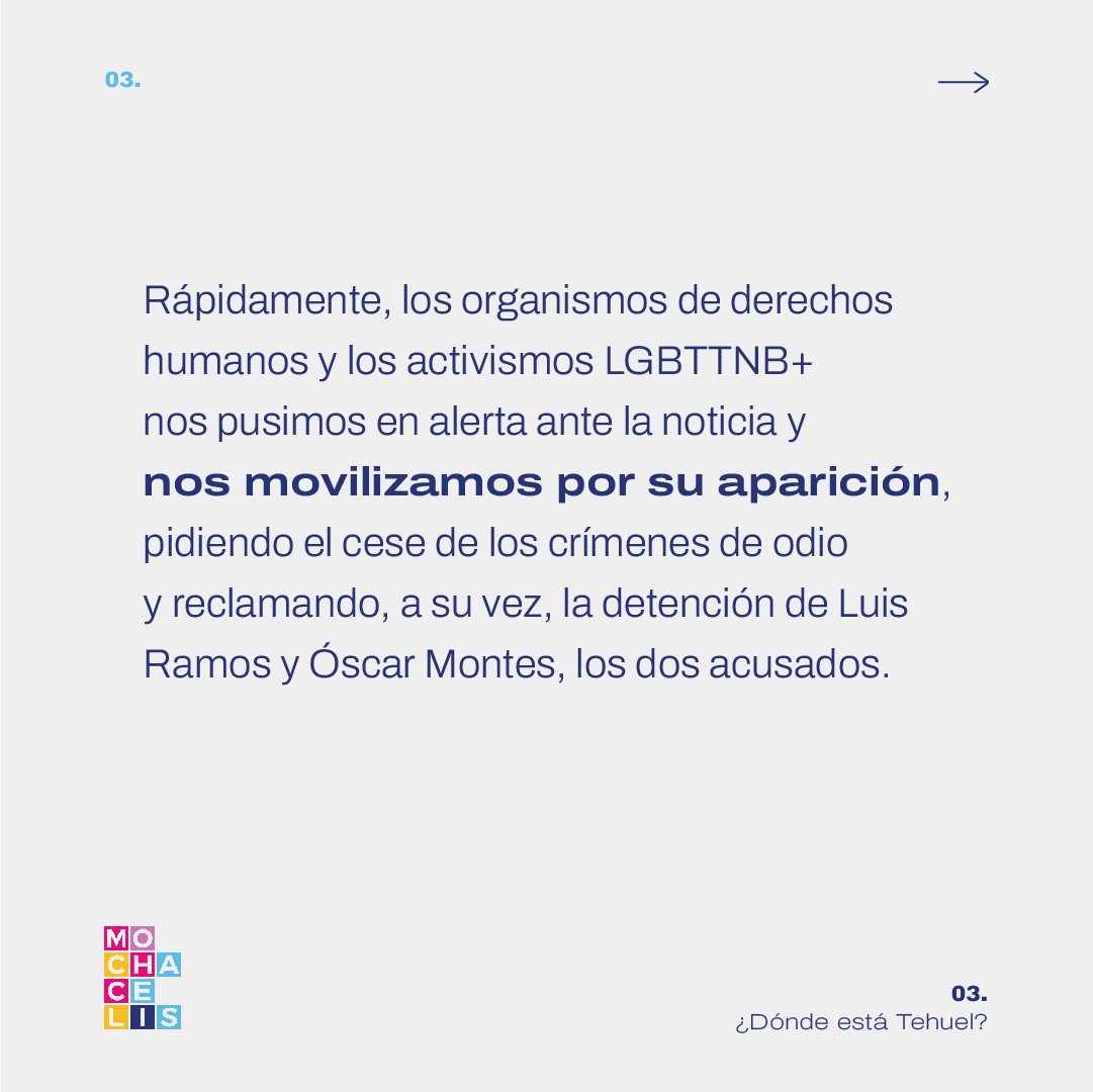 MochaCelis's tweet photo. 📣 Hace ya 2 años que Tehuel sigue desaparecido y nos seguimos preguntando: ¿A dónde está? 

✊🏽 Tehuel es un varón trans que salió de su casa en búsqueda de una oportunidad laboral y nunca más volvió. https://t.co/zMzqI3e8O8