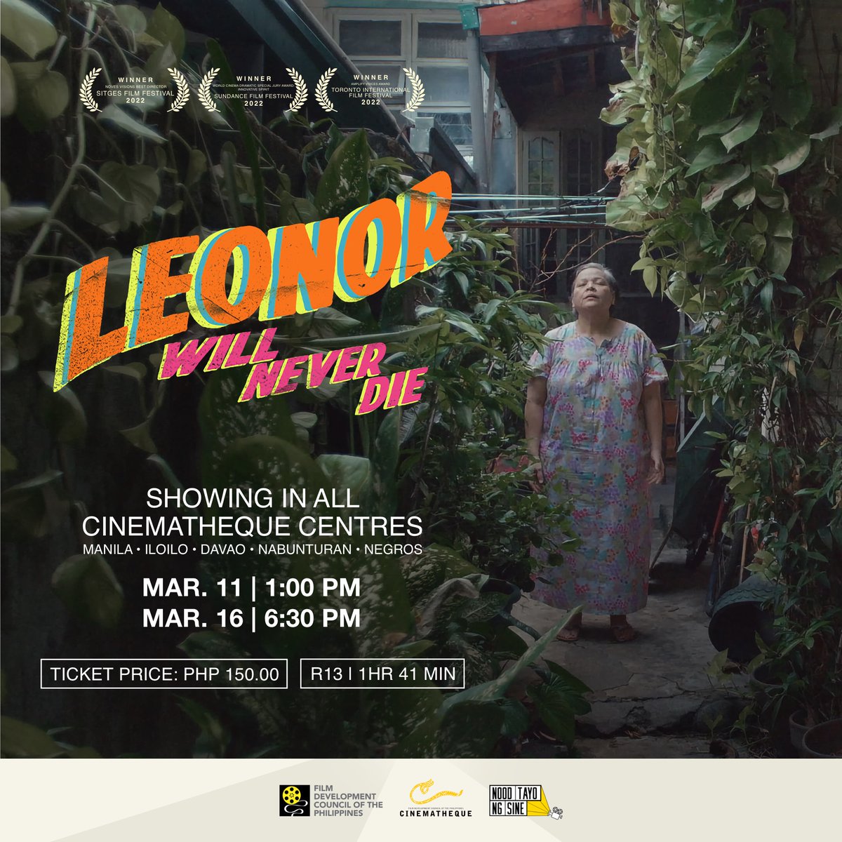 FDCPIloilo's tweet image. Leonor Will Never Die by Martika Ramirez Escobar is back on the #bigscreenexperience! 

MAR11 1PM
MAR16 630PM
PHP 150 | 1h 41m | R-13

Catch this Filipino pride, WINNER of 2022 SUNDANCE FILM FESTIVAL (World Cinema Dramatic Special Jury Award: Innovative Spirit)

#FDCPCinematheque
