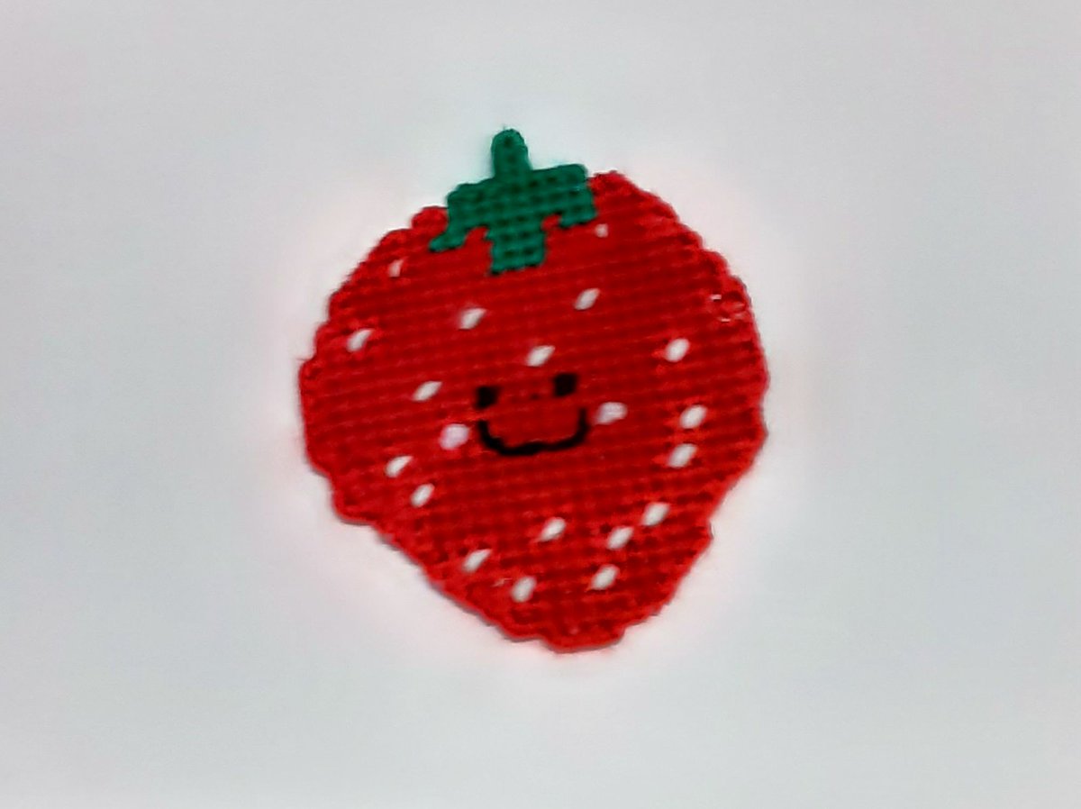 Plastic Canvas Strawberry Magnet, Fridge, Needlecraft, Handmade, Kitchen Decor, Cross Stitch, Gift, Holiday, Fruit etsy.me/3mCSe2Z via @Etsy