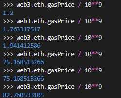 gifMaker_LB's tweet photo. @MultiVAC_Global something seems to be happening with mtv gas price estimator👀. It was fixed at 1 and then 100.35 gwei for a long time. Could it be it's finally dynamic? https://t.co/8baqlsxvLf