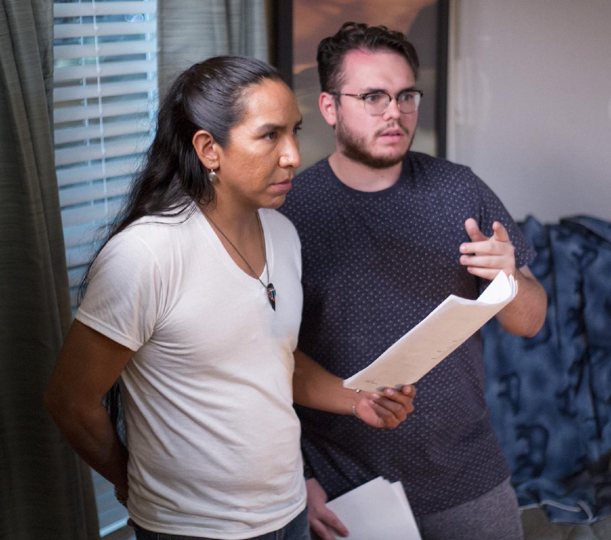 Wraith_Within's tweet image. BTS shot of Frankee Romero and director Aaron Strey on the set of The Wraith Within. Frankee plays the character of Benji Ravenfeather alongside Jonathan Joss in the film.   #BTS #PhirgunTalent #TheWraithWithin #looknowproductions  #horror #scream #thriller #slasher #ghost #scary