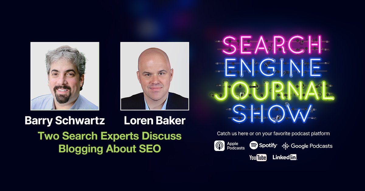 Tady1984's tweet photo. Two Search Experts Discuss Blogging About SEO - Ep. 303 via @sejournal, @lorenbaker https://t.co/FKCfPqFkWj https://t.co/yCtbSWB4Jj