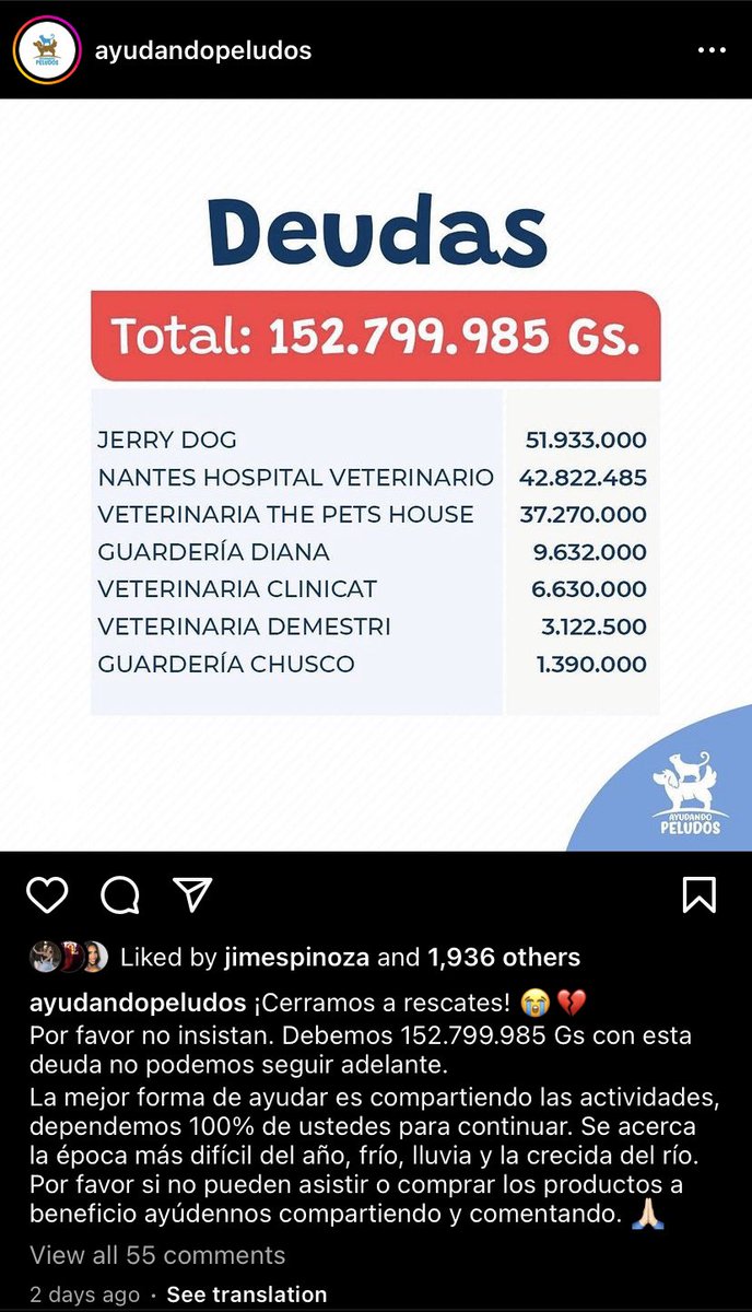NatyBraun's tweet photo. Ayudando peludos cerrará sus puertas!!! Por favor todos los que puedan colaborar para poder detener esto, este es el momento 😭 @Bibilando @aisman6 @Santula @menchibarriocan @oscar_marandu @jualtorres @Juanctpy https://t.co/DnZ94prUo8