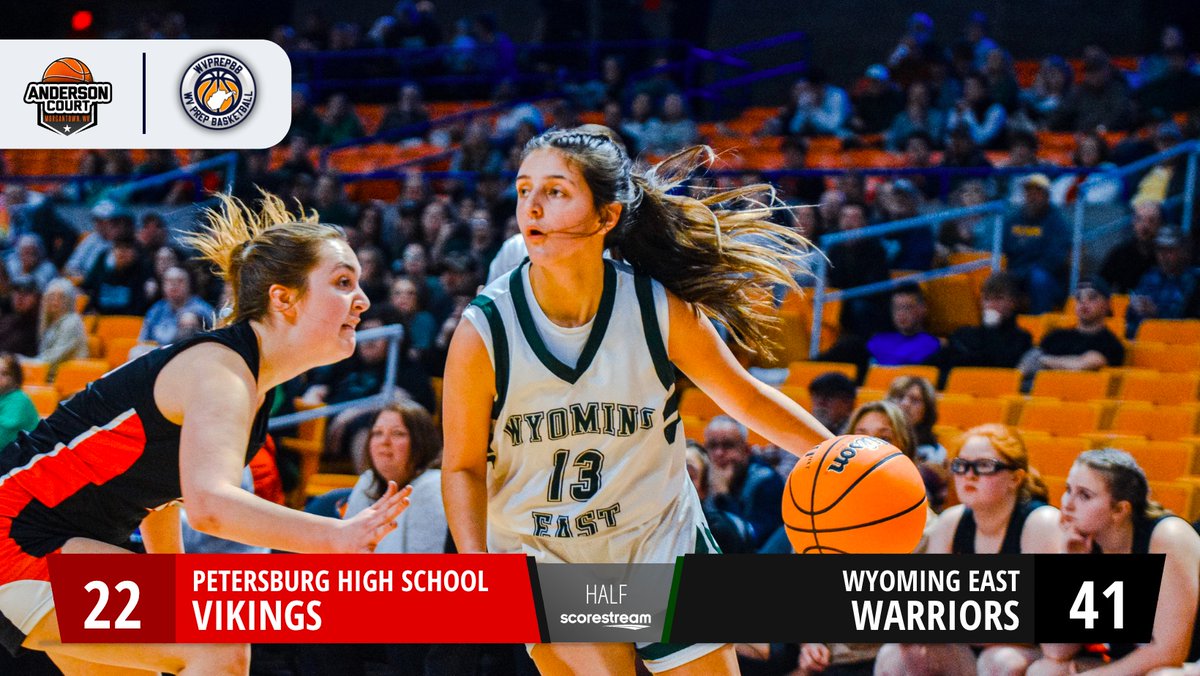 Girls Varsity Basketball: The Wyoming East High School Warriors lead the Petersburg High School Vikings 41 to 22 at halftime
#ScoreStream