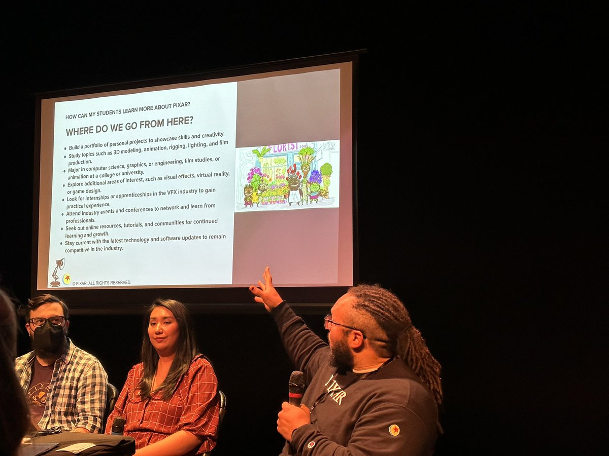 mr_isaacs's tweet photo. “A dirty little secret - not everyone (in industry) has a college degree” @Pixar @ame_institute #alternatepathways #opportinity https://t.co/vdy8PXLGuN