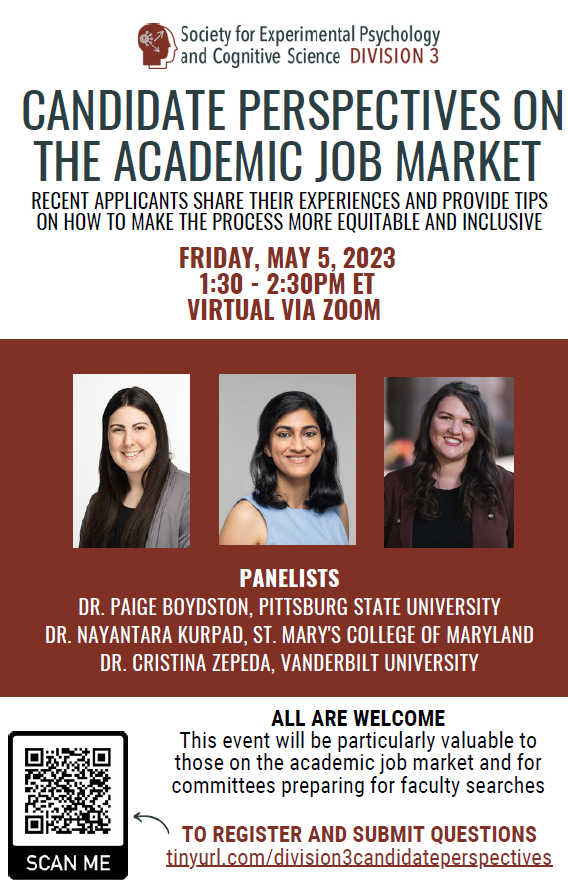 APADivision3's tweet photo. 🚨Mark your calendar for this very exciting event!

Recent academic job applicants will share their perspectives on the job market process and provide tips on how to make it more equitable and inclusive. 

Consider inviting those in your department to watch the event together! https://t.co/dmNIXvSE18