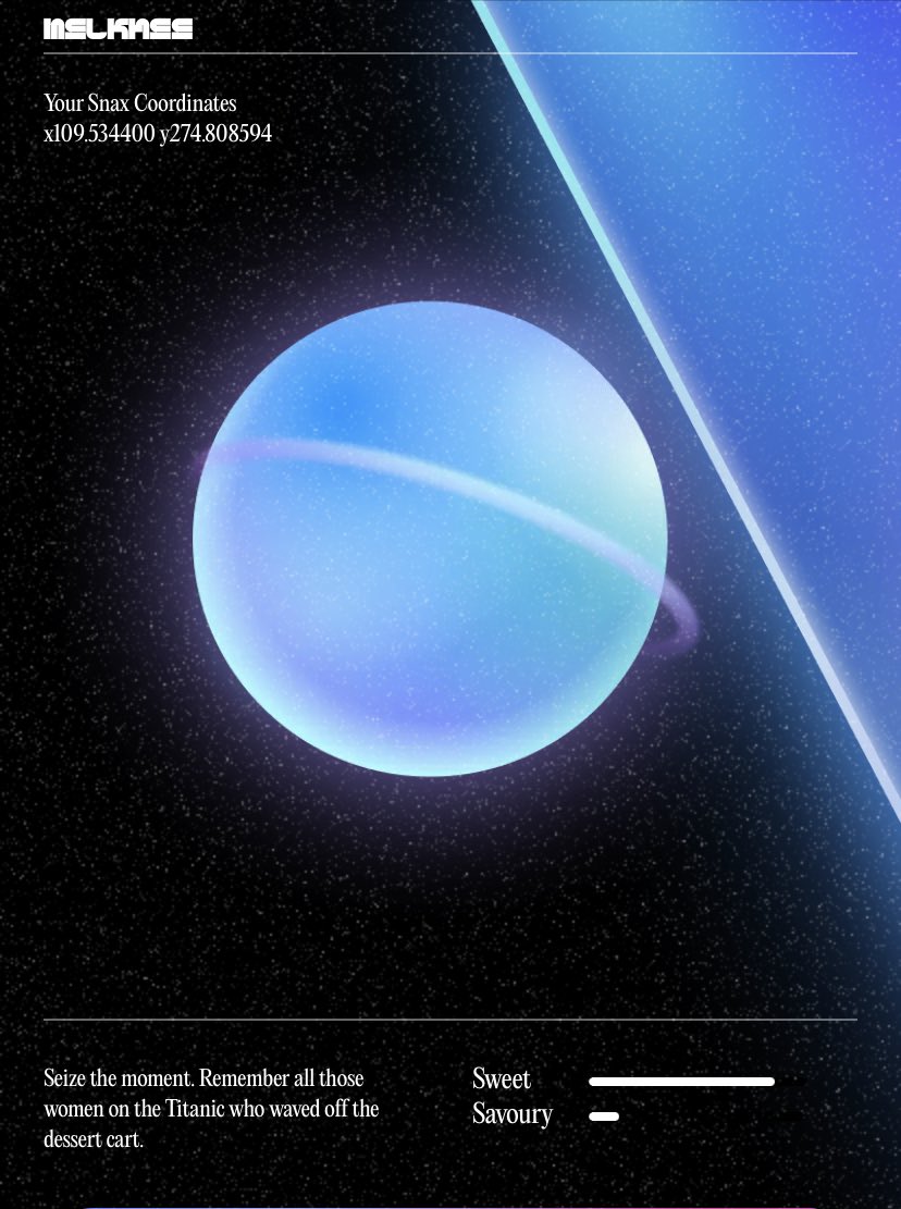 Find me in aisle x109.534400 y274.808594 in the <a href="/Snaxverse/">Snaxverse</a>

Get your Snax coordinates here: snaxverse.com/?aura=blue-2