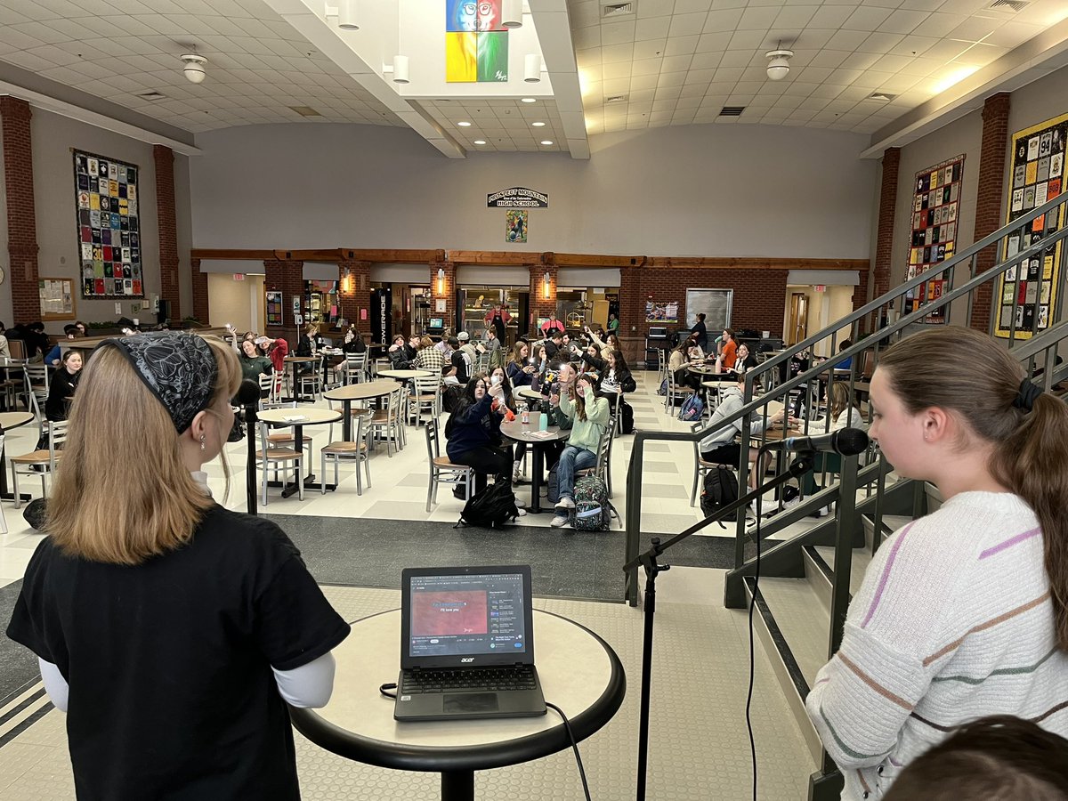 It’s Music In Our School Month and today (and every Friday this month) was Karaoke Friday. While not many folks participated in singing, Teagan and Nina got up there and did an amazing job! It was pretty awesome!