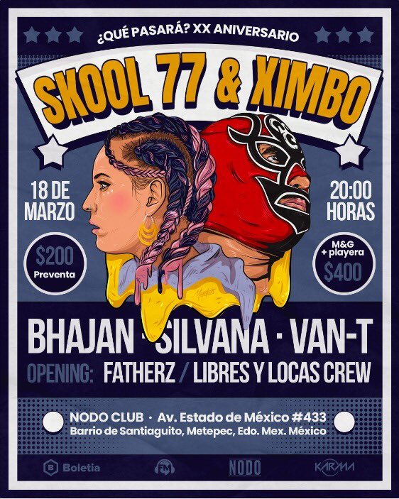 TvVirustv's tweet photo. En próximas semanas llega #Ximbo y #Skool77 a Metepec https://t.co/8b6SFmzeh9