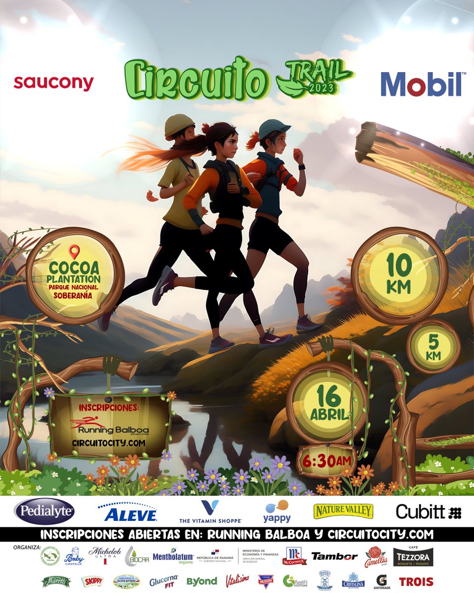 #CircuitoTrail2023 🐢🌳 abre sus inscripciones para la primera carrera en #CocoaPlantation con 10k y 5k 🍂🍃 el próximo 16 de abril 🗓️