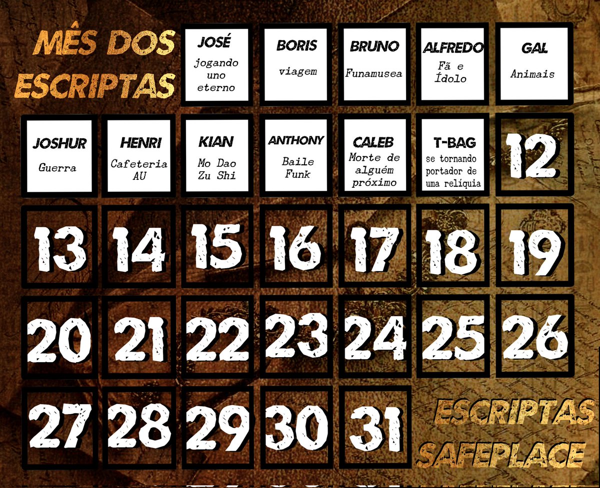 SAFESCRIPTA's tweet photo. DIA 11
TEMA 11

Nosso calvo favorito vai ganhar um presente! Qual será que combina melhor com ele?

Para interagir, basta usar #EscriptasStans, #EscriptasMonth (ou #EscriptaMonth) https://t.co/gywY5hjIiB