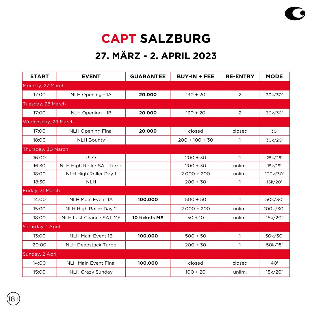 JessicaTeusl's tweet image. ⏰⏰⏰

Giving away 1x €550 Poker Ticket for CAPT SALZBURG, my next Poker Live Stopp.🥳

Join the giveaway with this 3 steps:

♥️ Follow me @JessicaTeusl
♠️ Retweet this post
♦️ Tag 3 friends

It will be open until March 18, 2023