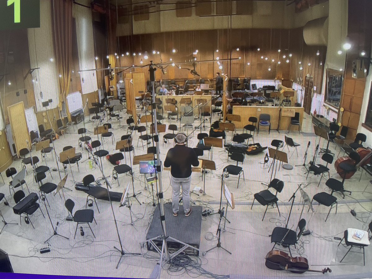 robinspielberg's tweet photo. When the overdub session involves one lone player in the back...#wherestheorcheatra #emptychairs #amrecording #NewMusic2023 https://t.co/CEFQmA9Zlg