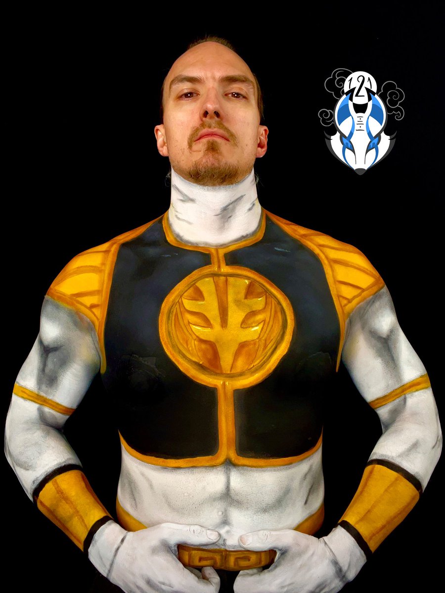 White ranger tiger power! Painted live on @Twitch !! #bodypaint #PowerRangers30 #PowerRangers #whiteranger #tommyoliver #jdf