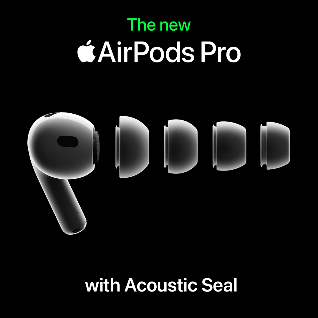 Apple's tweet photo. The new AirPods Pro. Up to 2x more Active Noise Cancellation than the previous generation.