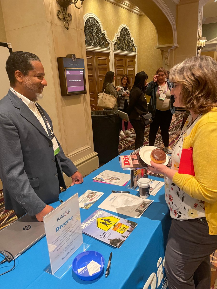 aacu's tweet photo. Don't miss your chance to visit with the #DESS23 sponsors! Thank you to @calstate's Student Success Dashboard, @joinHandshake, @insidehighered, @InsideTrack, @DiverseIssues, @mentorcollectiv, Rankin Climate, @territoriumlife, @LatinosHigherEd, and @chronicle. https://t.co/F6EcEUUFVE