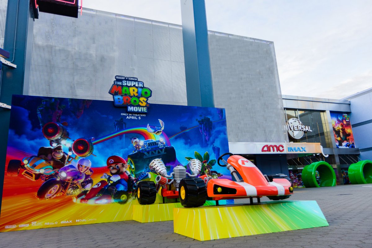 Get ready to watch the @supermariomovie at the Universal Cinema! Don’t forget to snap a photo in our special Mario Kart photo op!