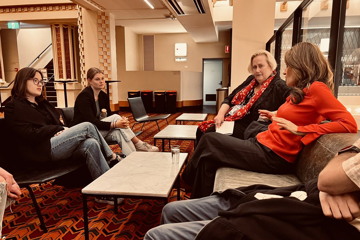 rmitjsoc's tweet photo. Five JSoc members put their burning industry questions directly to Patricia Karvelas (@PatsKarvelas) during an intimate chat on Thursday night.

This was ahead of her inaugural lecture at the Capitol Theatre — kicking off Karvelas’ tenure as an honorary RMIT professor. https://t.co/z2WvTqUEhq