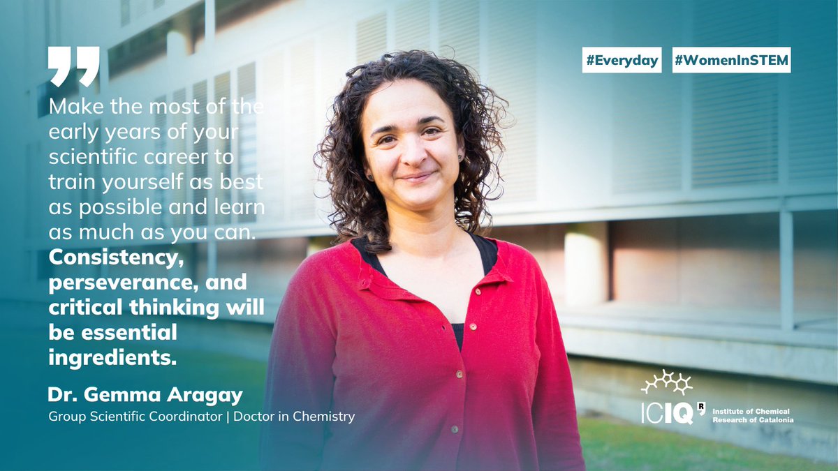 Dr. <a href="/gemma_aragay/">gemma aragay</a> is the Scientific Coordinator at <a href="/PabloBallesterB/">Pablo Ballester</a> Group.

We asked her: what advice would you give to a young person considering a scientific career?

From ICIQ we promote #everyday #womeninSTEM #ICIQWomen #dia11

<a href="/iCERCA/">Centres CERCA</a> <a href="/_BIST/">BIST-Barcelona Institute of Science and Technology</a> <a href="/SOMM_alliance/">SOMM alliance</a>