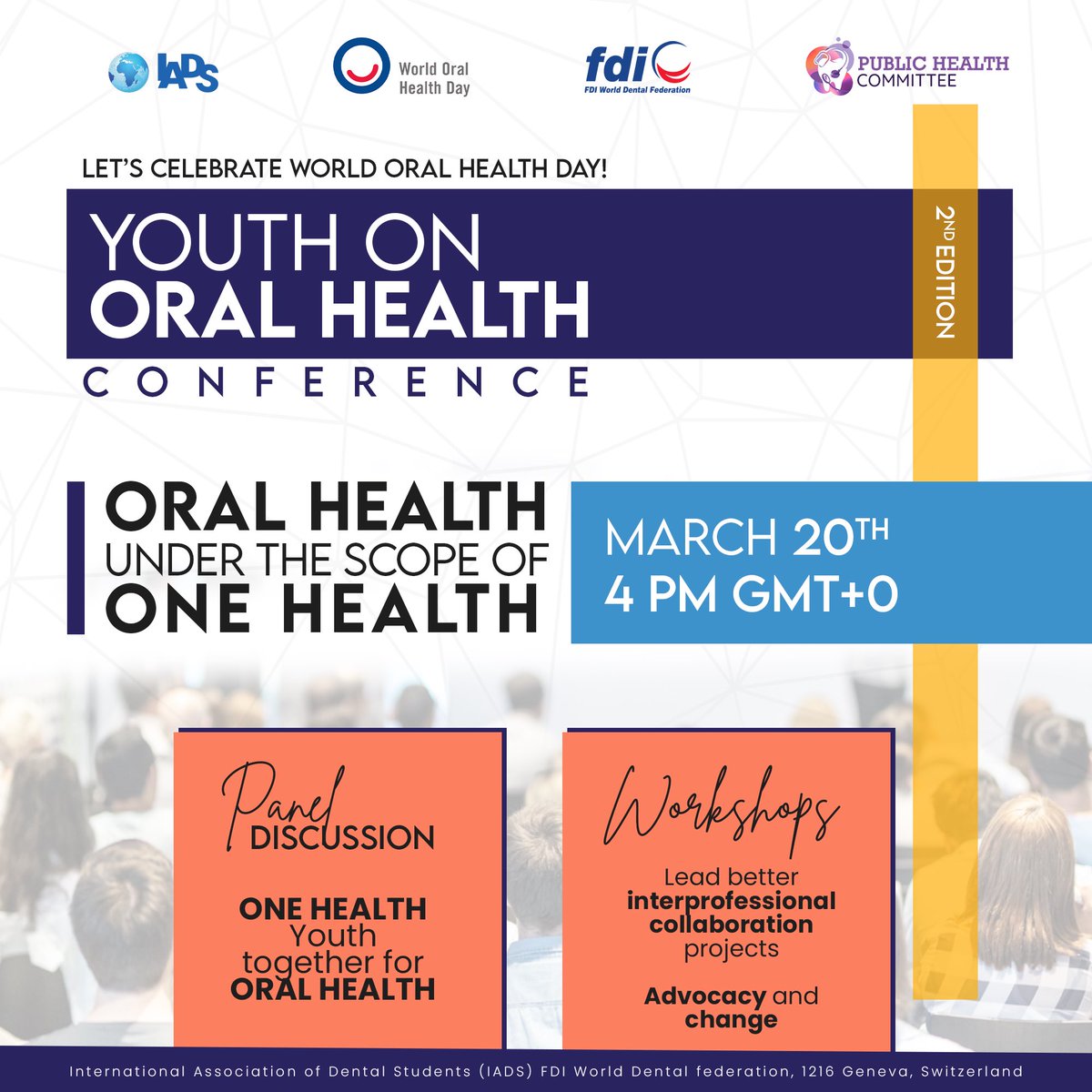 Join the World Oral Health Day day conference on the 20th of March! #beproudofyourmouth #beaware #worldoralhealthday Register here: docs.google.com/forms/d/e/1FAI…