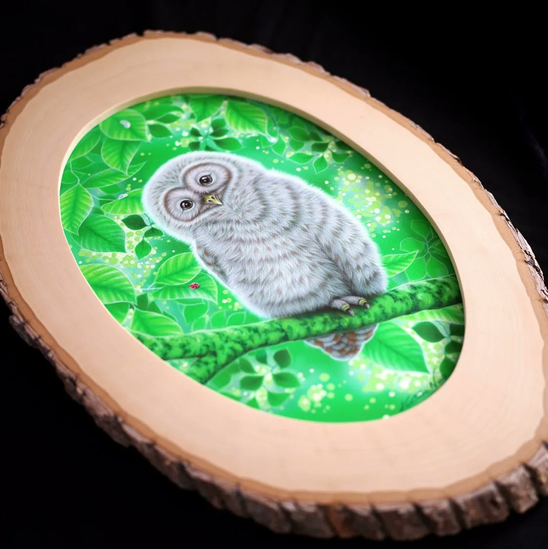 kentaro_art's tweet image. I processed a branch of a chestnut tree. An image of an owl perched on a branch.

自宅庭のクリの木の枝を加工して作品の台座にしました。フクロウが枝にとまっているイメージです。

#owls　#saveowls #saveforest #kentaronishino #フクロウ #森  #画家 #西野健太郎