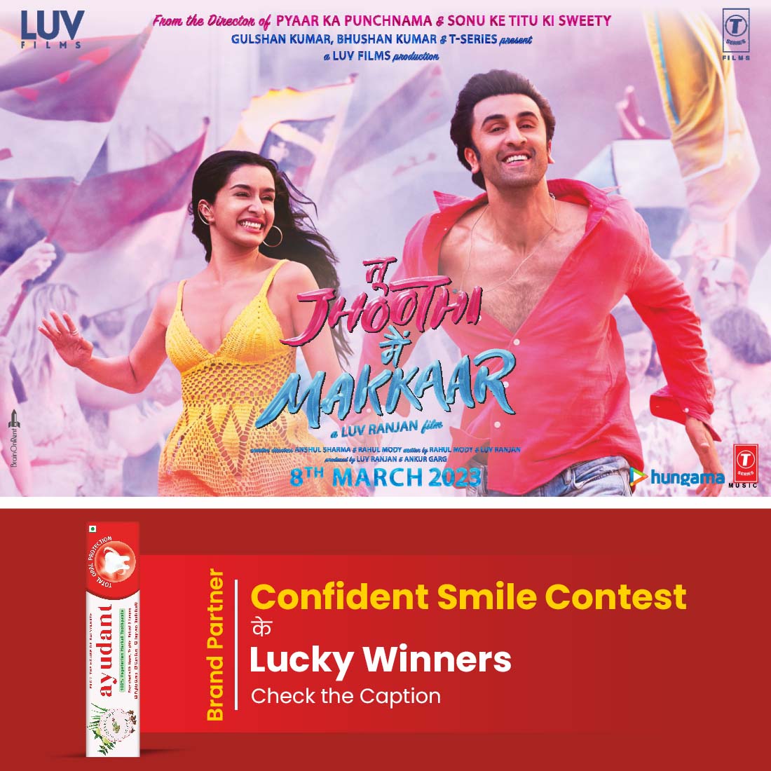 baidyanathgroup's tweet photo. Smile हो ऐसी जो Deewana बना दे !
और बन गए हैं ये winners 'Tu Jhoothi Mai Makkar' के Deewane ;)
@yash_gosali
@arvindr3
@Bhumi2607
@uplakshgupta
@MadhuPa35
#holispecial #holi2023 #contest #contestalert #contestpost #contesttime #newcontest #newcontestalert #ayudant https://t.co/yzjNPS1Y6b