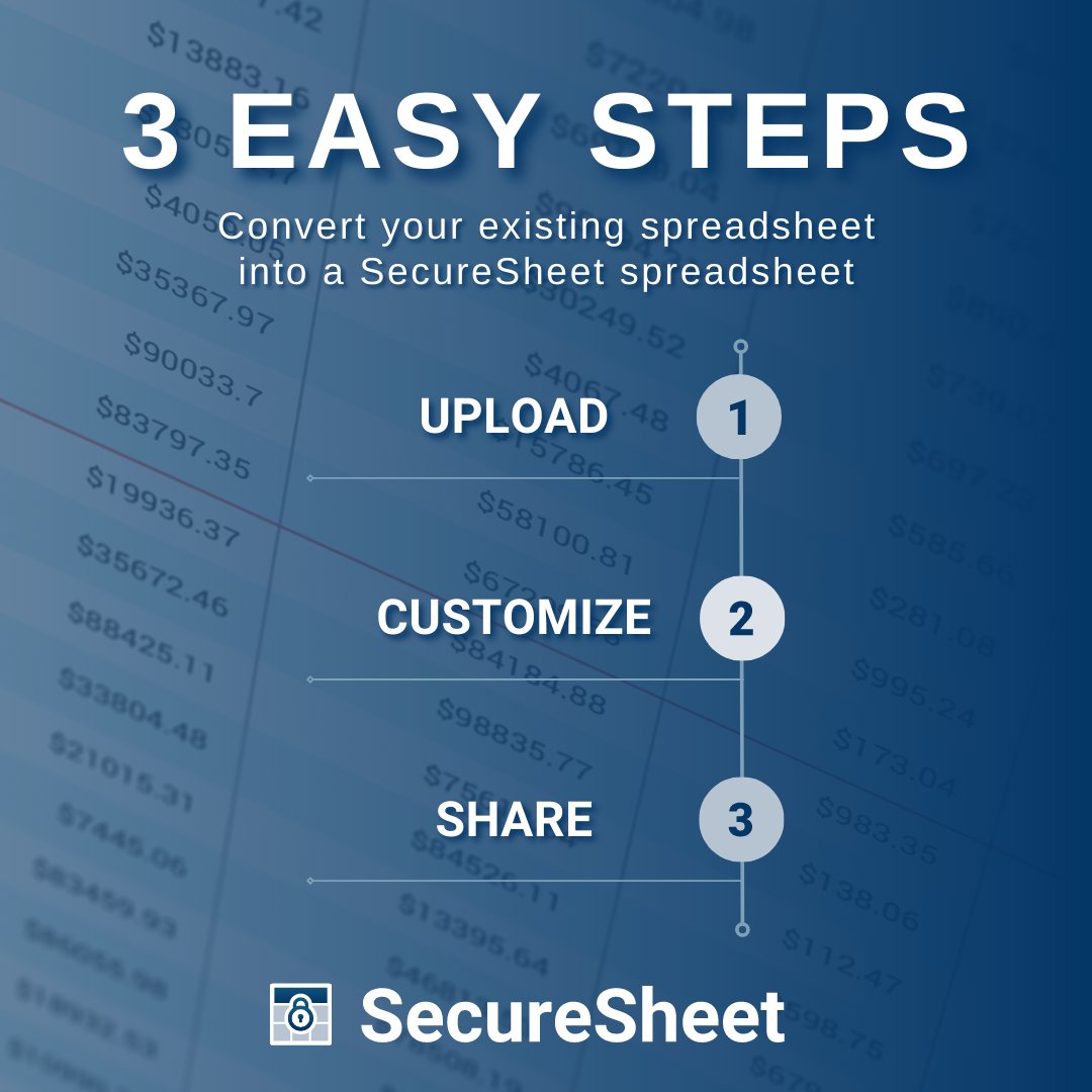 securesheet's tweet photo. Easily convert your existing spreadsheet to an improved secure cloud #Compensationtool. It's as easy as 1-2-3!

1 - Upload 🆙
2 - Customize ⚙️ 
3 - Share ➡️

https://t.co/O8Nd0WC9IT

#CustomBusinessSolutions #Spreadsheet #Spreadsheets #CompensationManager #SecureSheet https://t.co/9jX9YnNojJ