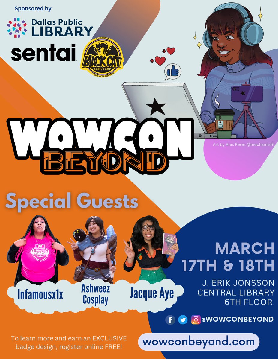 wowconbeyond's tweet photo. It's almost time! Next week many of us will roll right in to Downtown Dallas with knowledge, power, and some pretty sweet cosplays! 

#WOWConBeyond is free for ALL to attend! See you next Friday at 10am! https://t.co/1yF1eATkgb