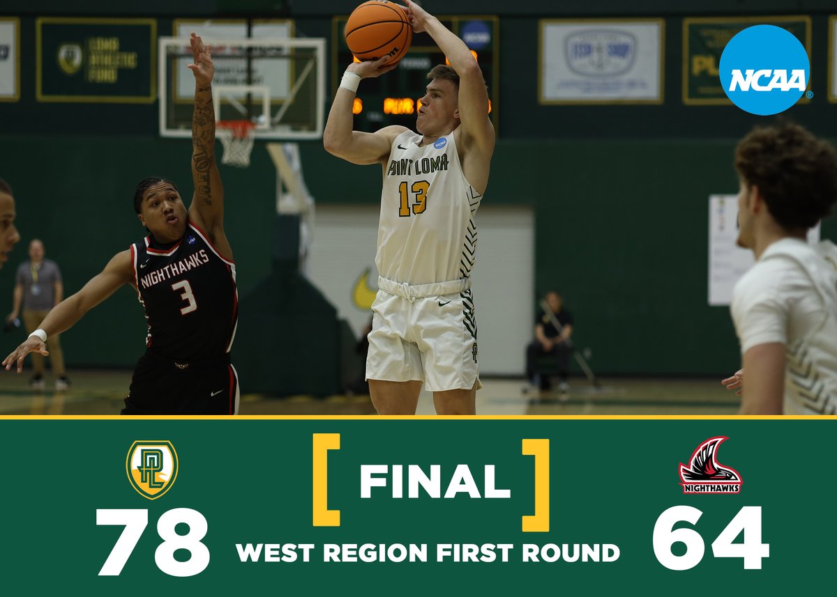 PLNU Sea Lions (@plnusealions) on Twitter photo ๐ <a href="/plnubasketball/">Point Loma Basketball</a> FINAL
NCAA West Regional First Round
#1 Point Loma - 78
#8 Northwest Nazarene - 64
K. Anderson | 21 pts, 15 rbs, 5 ast
J. Lifgren | 17 pts
B. Goracke | 17 pts
T. Karlberg | 14 pts ๐ <a href="/plnubasketball/">Point Loma Basketball</a> FINAL
NCAA West Regional First Round
#1 Point Loma - 78
#8 Northwest Nazarene - 64
K. Anderson | 21 pts, 15 rbs, 5 ast
J. Lifgren | 17 pts
B. Goracke | 17 pts
T. Karlberg | 14 pts
