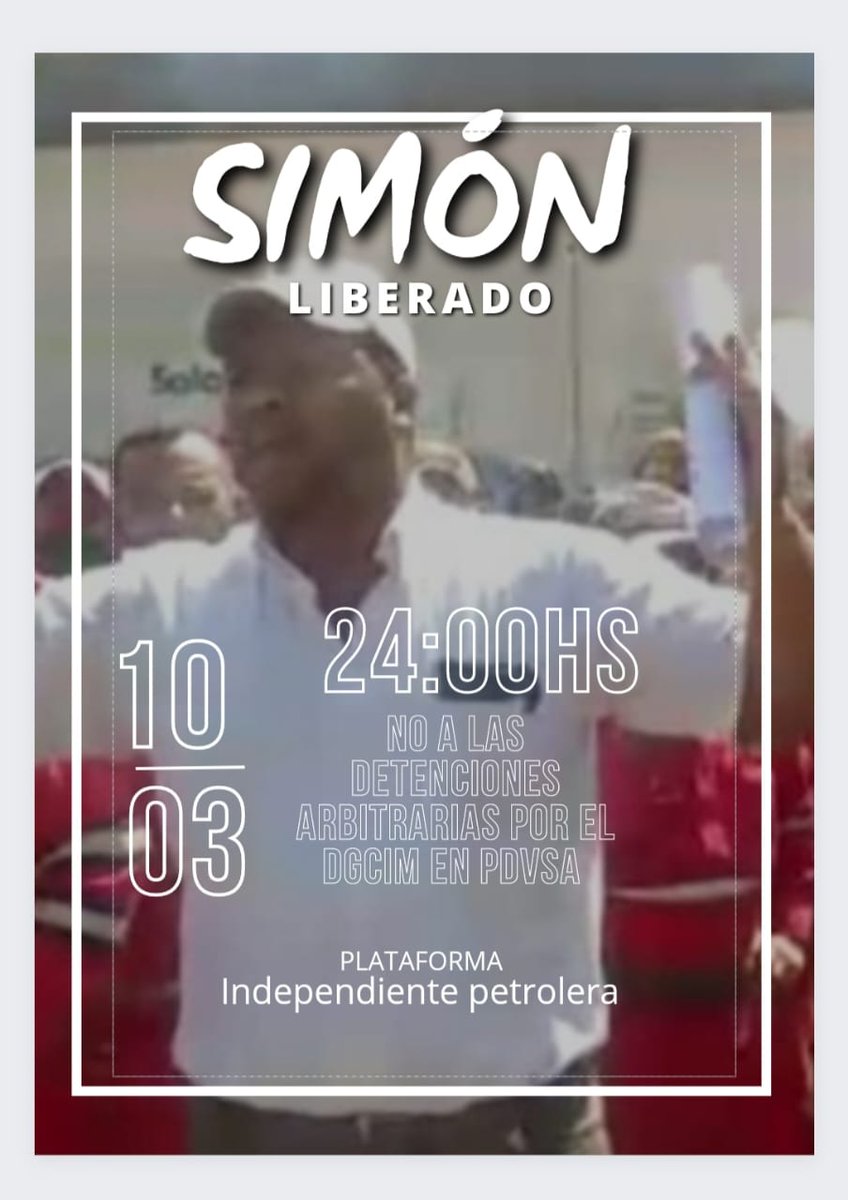 #10Marzo | Simón Rodríguez Trabajador de la Refinería el Palito fue Liberado por el DIGECIM después de estar detenido por Opinar en una reunión con el Presidente de PDVSA #Pdvsa #detencion 
🅾️🅾️💥💥💥💥🍊🍊💥💥💥💥🅾️🅾️