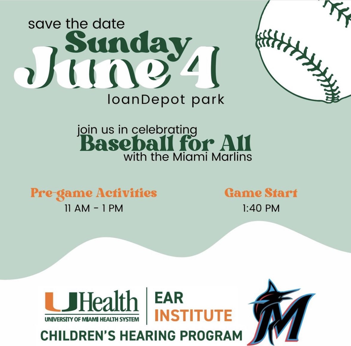 We are so excited to announce our SAVE THE DATE to celebrate Baseball for All with the <a href="/Marlins/">Miami Marlins</a>. Join us on June 4 for fun &amp; games! Can’t wait to see everyone there. Click the link to purchase your tickets 🙂 qrco.de/chpgame