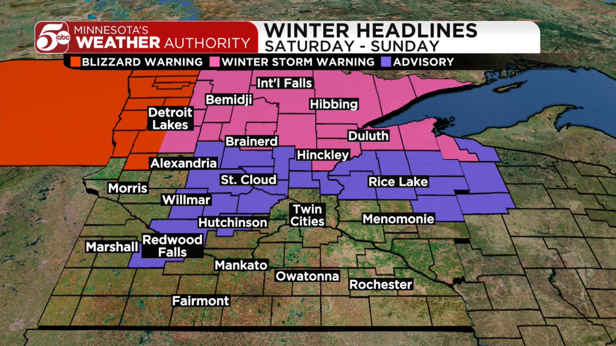 Winter Weather Advisories have been added to parts of central and southwest Minnesota.

These still don't include any of the Twin Cities metro counties.

Regardless, metro roads will get slippery closer to and after sunset Saturday. https://t.co/2k8FpDEsAV