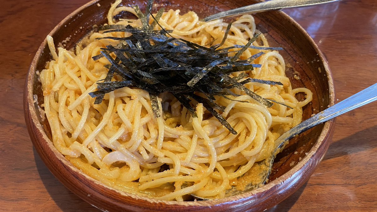 mukeking_f_hill's tweet image. #SPAGO@ 北参道
・バター風味：タラコとウニとイカ

パスタを喰らう
もっちもちのパスタにタラコとウニが絡みまくるもの
バターのコクでパンチの効いた味わいに満足！
#飯テロ