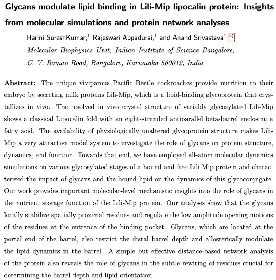 mbuanand's tweet image. #glycotime The availability of physiologically unaltered Lili-Mip structure (in vivo crystals solved by @hurryram group) made it a very attractive model system to investigate the role of glycans on protein structure, dynamics, and function using MD sims. tinyurl.com/glycanMD