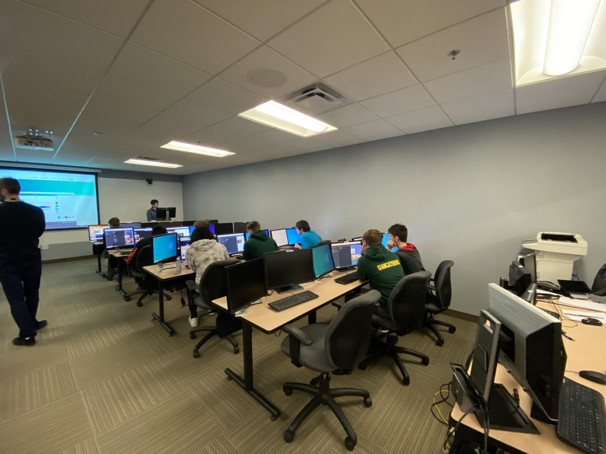 team2632's tweet photo. Mr. Yon's Computer Science classes  at Steele visited @Hyland this week to learn more about emerging technologies, innovations, and how computer science is shaping the 21st century! Thank you for allowing us to visit! https://t.co/oBdlSO2p0D