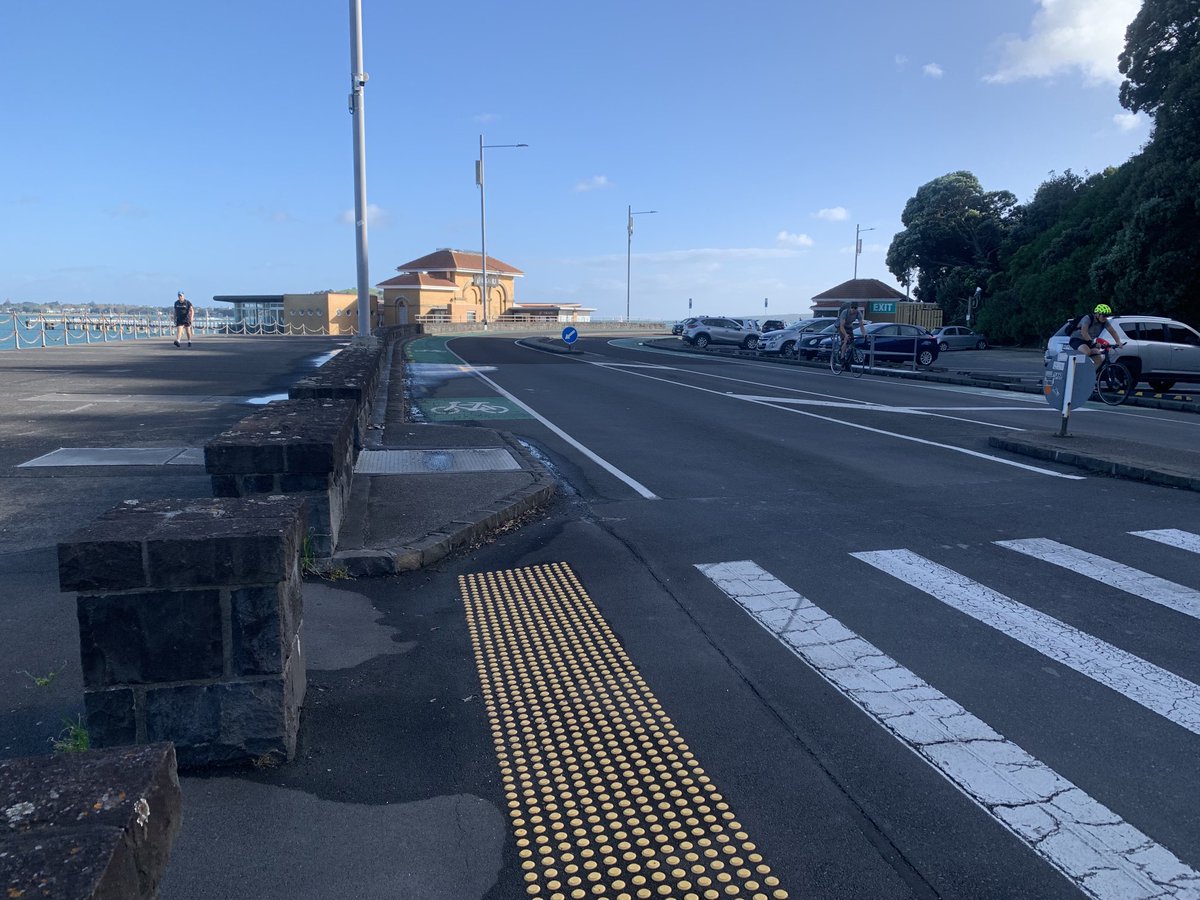 Tamaki Drive, the most stressful ride I have completed to date. Cyclists use the road to avoid the disjointed, rooted, stop start crowded shared path sections &amp; dedicated cycleway. Riding past parked cars with doors opening in front of you, speed cyclists firing up your rear 😩🦼