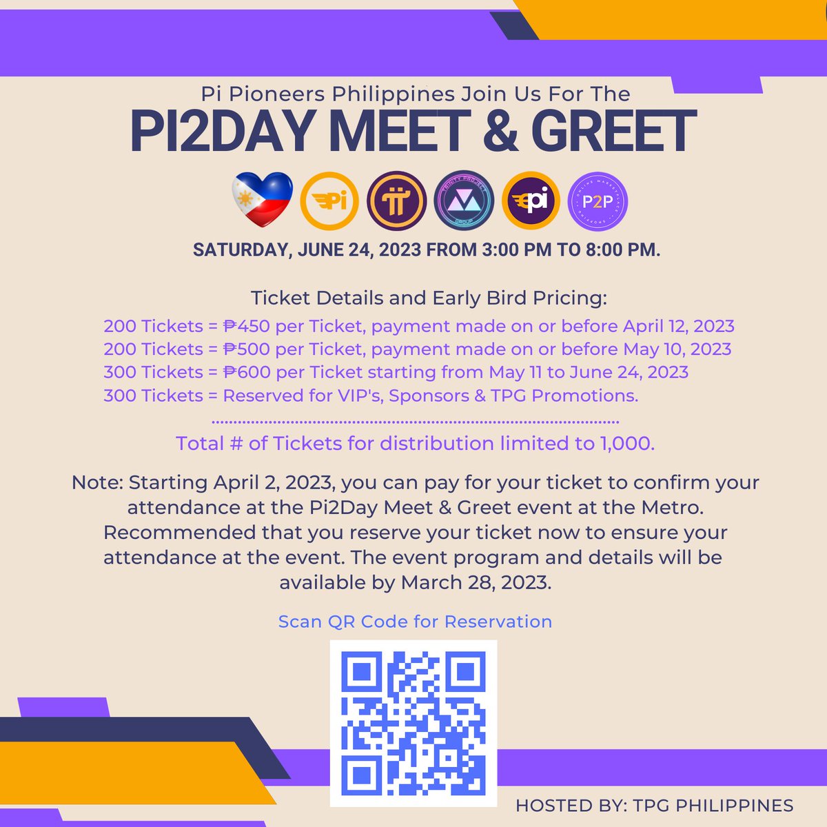 FCRcoin's tweet photo. 💖 Pi Pioneers Philippines please join us for the "Pi2day Meet & Greet" on June 24, 2023 from 3:00 PM to 8:00 PM. Hosted by: TPG Philippines
🚀 To secure your place, please register now at https://t.co/VNhnRIPaxJ
#PiNetwork #GCV314159 #TPGPhilippines #ExpressPi #EpiMall https://t.co/6v68AwKqaI
