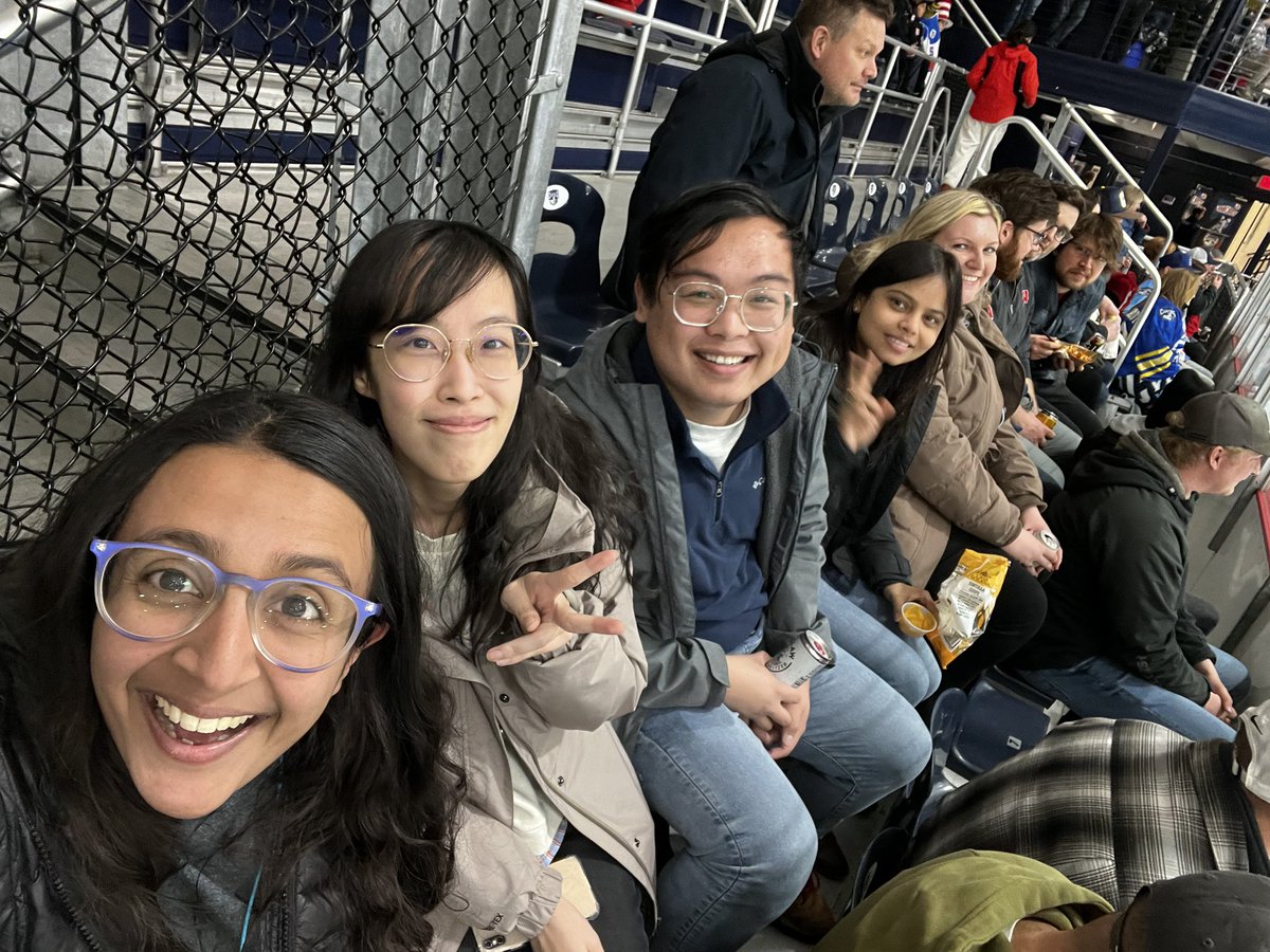 PflegerLab's tweet image. Lab outing where we learned the joys of hockey: free shirts, penalties, and good company!