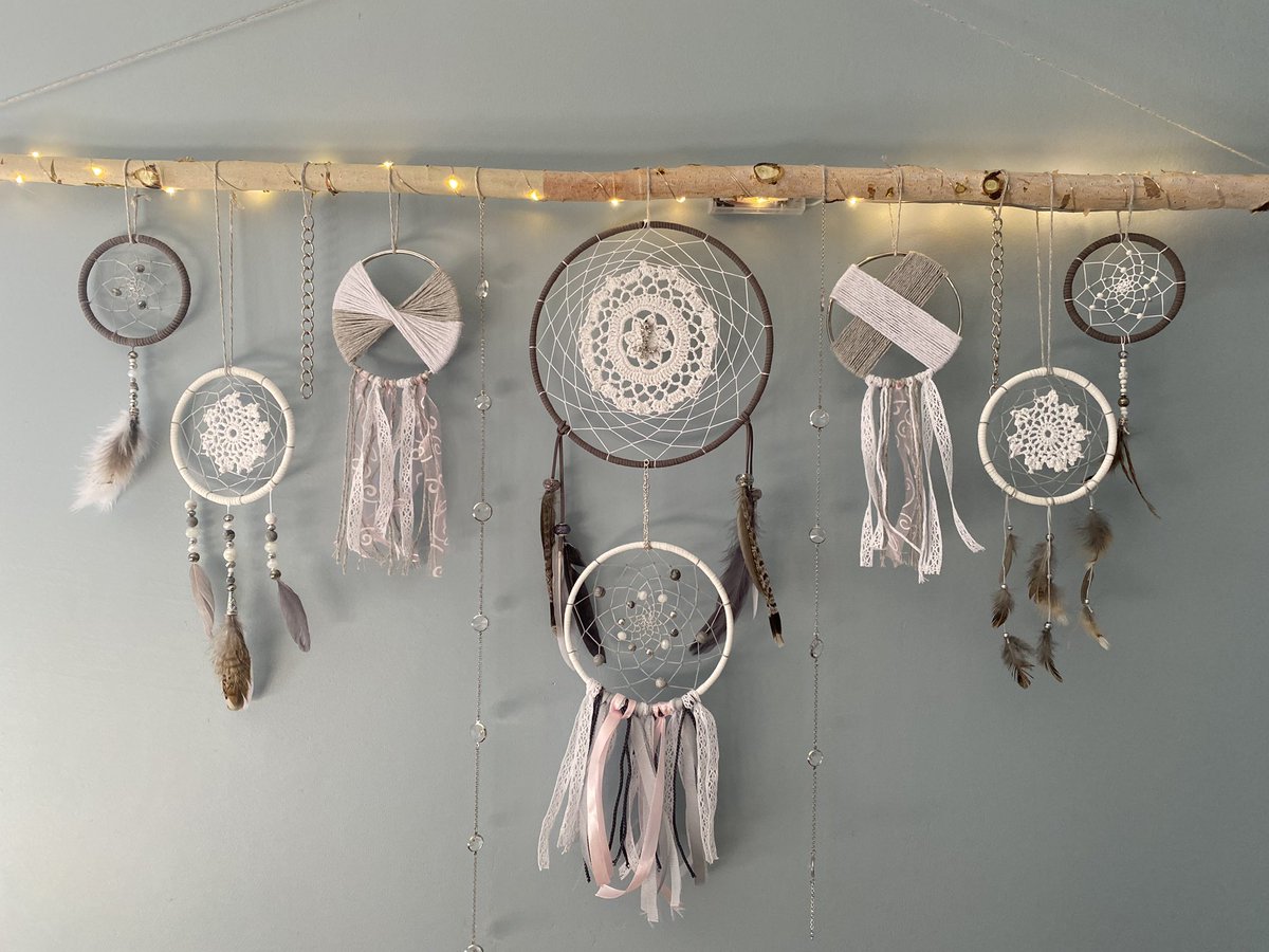 A beautiful custom order for a little girl with touches of pink that can be removed later if her room colour changes.  Contact me if you would like a dream catcher. #oshawa #aboriginal #INDIGENOUS #durhamregion #handmade #art #Dreamcatcher