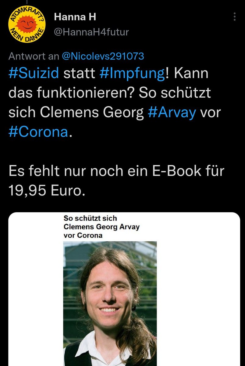 SPFF7's tweet photo. @realaydemir Jup, genau. Stop the hate.
Der sich ausbreitende Totalitarismus hat ein weiteres Opfer gefordert. Suizid 2023.

Clemens Arvay - Rufmord in der Wikipedia. Die Wikihausen Analyse von 2020 zeigten einen hochbegabten und scharfsinnigen Menschen und Biologen.
https://t.co/9FUM3W4b0z… https://t.co/e92eGl4OZc