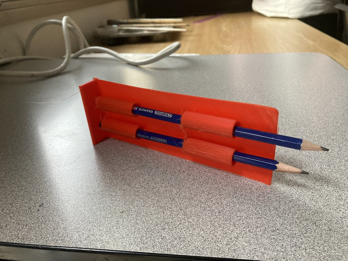 A Gr. 6 student <a href="/StoneyBSharks/">StoneybrookSharks</a> designed this to stop pencils from getting lost. They used Tinkercad to create the design and then we 3D printed it! So excited to see the rest of their innovative creations! <a href="/DanielleHolds14/">Danielle Holdsworth</a> <a href="/TVDSB_STEM/">TVDSB STEM</a>