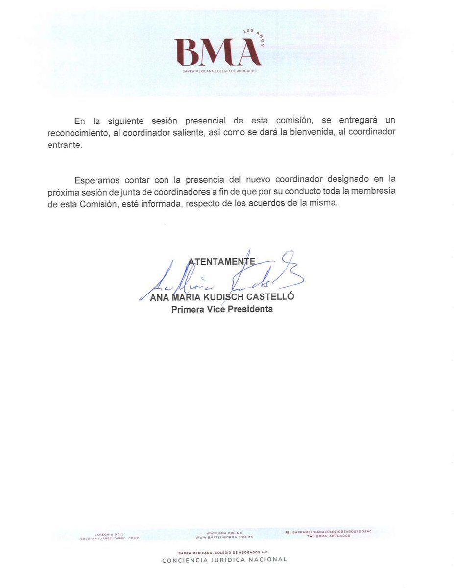 Honored to share that our founding partner <a href="/habibdiaz/">Habib Diaz Noriega</a> was recently appointed as a Chair of the Civil Law Commission at the <a href="/BMA_Abogados/">Barra Mexicana, Colegio de Abogados A.C.</a> #kudos #hardwork #RuleOfLaw #association #professionals #continuingeducation