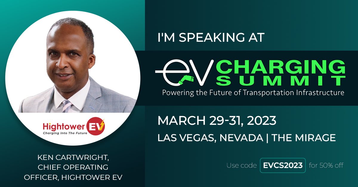 #HightowerEV #COO Ken Cartwright  to speak at #EVCSummit in #LasVegas at <a href="/TheMirageLV/">The Mirage</a> March 29-31 to discuss the future of #EV &amp; transportation infrastructure – register now lnkd.in/d36dbUF
