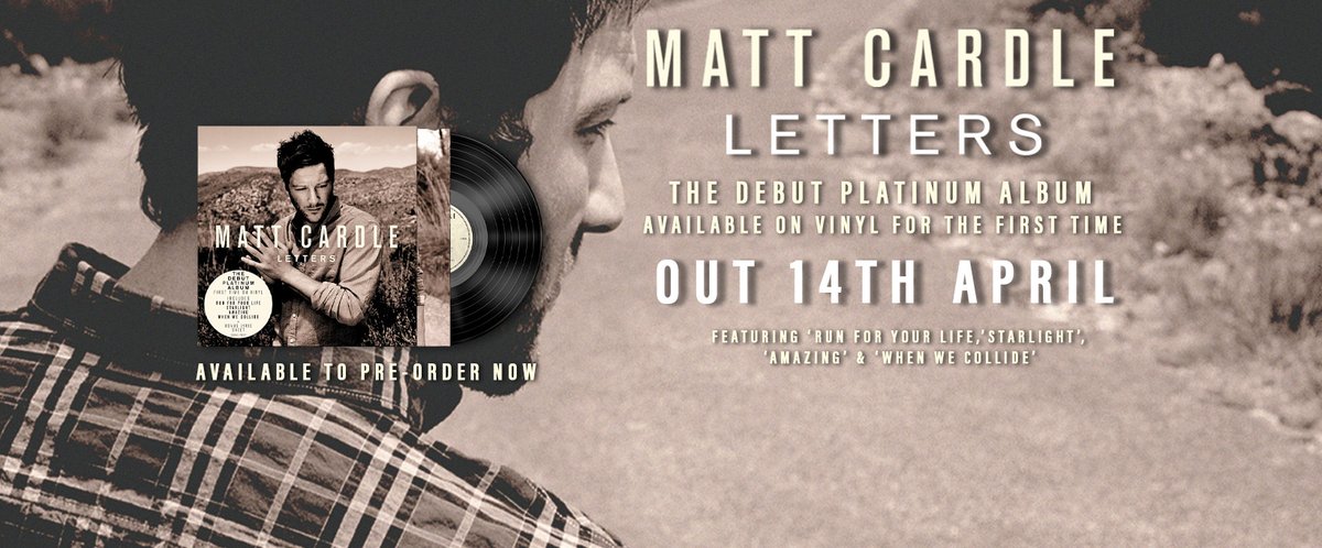 Matt_Cardle_AG's tweet photo. 💥 Matt Cardle gave us exciting news yesterday! A special release of his Letters album for April 14th with LOTS of exciting extras! Be sure to pre-order for all this AWESOME! #vinylLP #unreleasedtracks #signed #KokoLIVE #CD ⏺ 💿 🖊🎤🎸🎶

✴ Order here:  https://t.co/eivxnywyUC https://t.co/60lo1WjROl