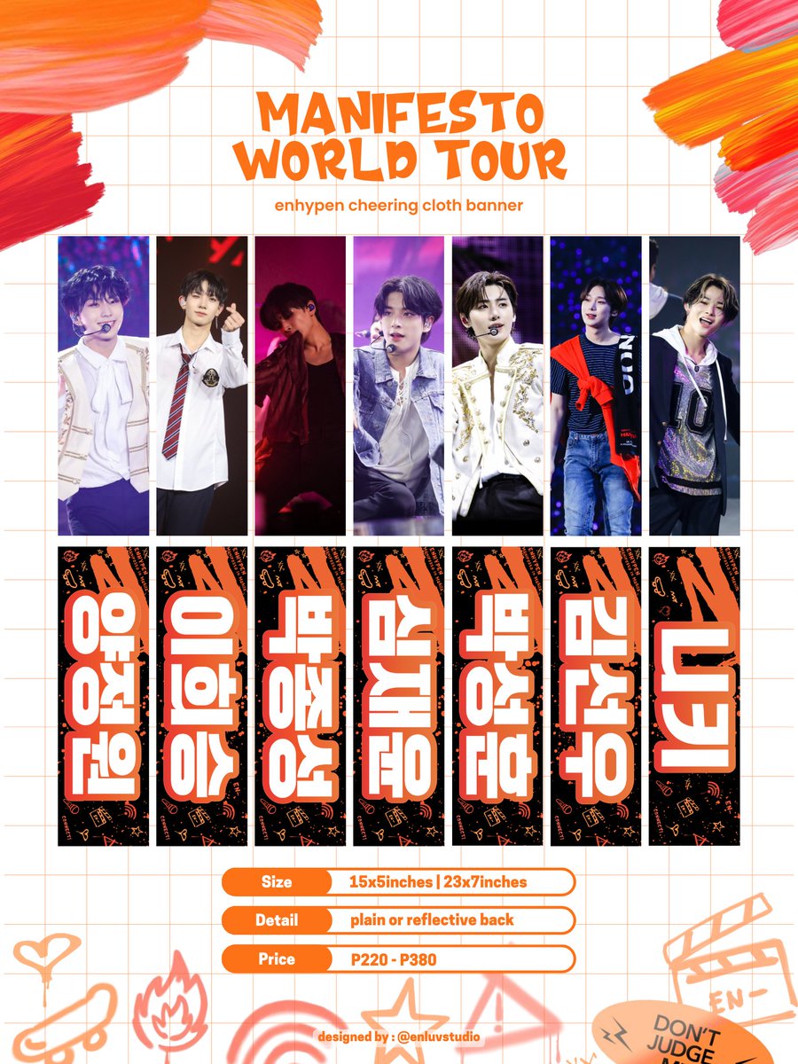 enluvstudio's tweet photo. wts lfb enha ph | #enluv_phGOs ♡‧₊˚ 

Enhypen Cheering Cloth Banner

— 15x5in / 23x7in cloth type
— plain / reflective
— ₱220-₱380

check the form for more details !
♡*⁀➷https://t.co/ZkZXzDcFO1

t. jungwon heeseung jay jake sunghoon sunoo ni-ki manifesto manila world tour https://t.co/5RYLmYanCc