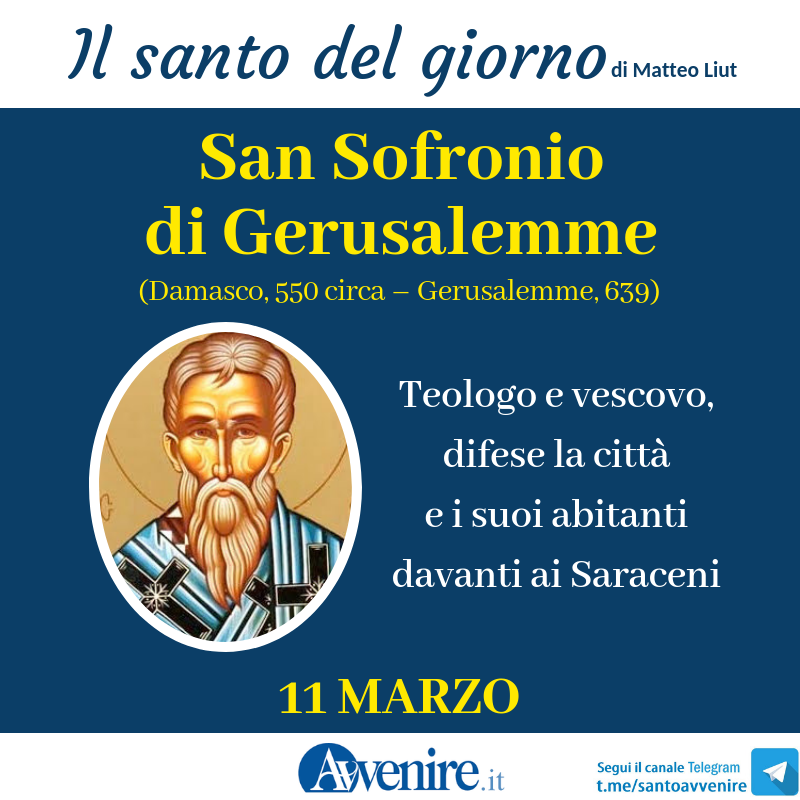 Avvenire_Nei's tweet photo. #10marzo
San #Sofronio di Gerusalemme
Custode della verità, difensore della Città Santa
(di Matteo Liut)
https://t.co/vXINCX6NyB 

#ilsantodelgiorno #santodelgiorno #Avvenire https://t.co/Pj0E3Bckct